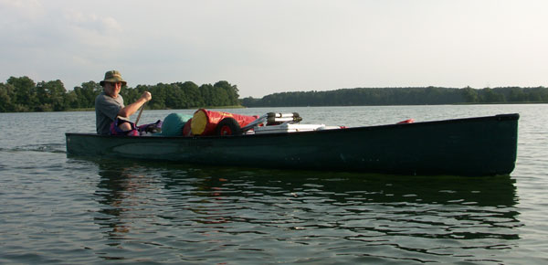 Rolf im Clipper von Western Canoeing auf dem Plitzsee